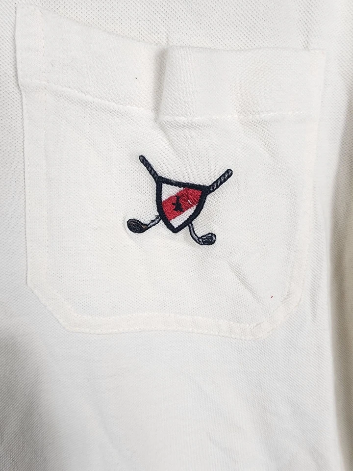 Camisa polo de golf John Ashford vintage años 90 bloques de colores talla XXL color crema para hombre Foto 3 de 4