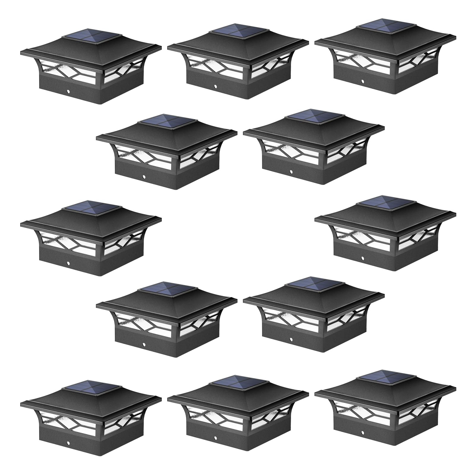 Solar Post Cap Lights Outdoor 12 Pack Waterproof Solar Powered Deck Fence Lighting