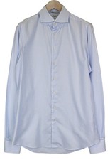 Suitsupply Men's Formal Shirt 41L/16L Extra Slim Blue Cotton Stripe Pattern