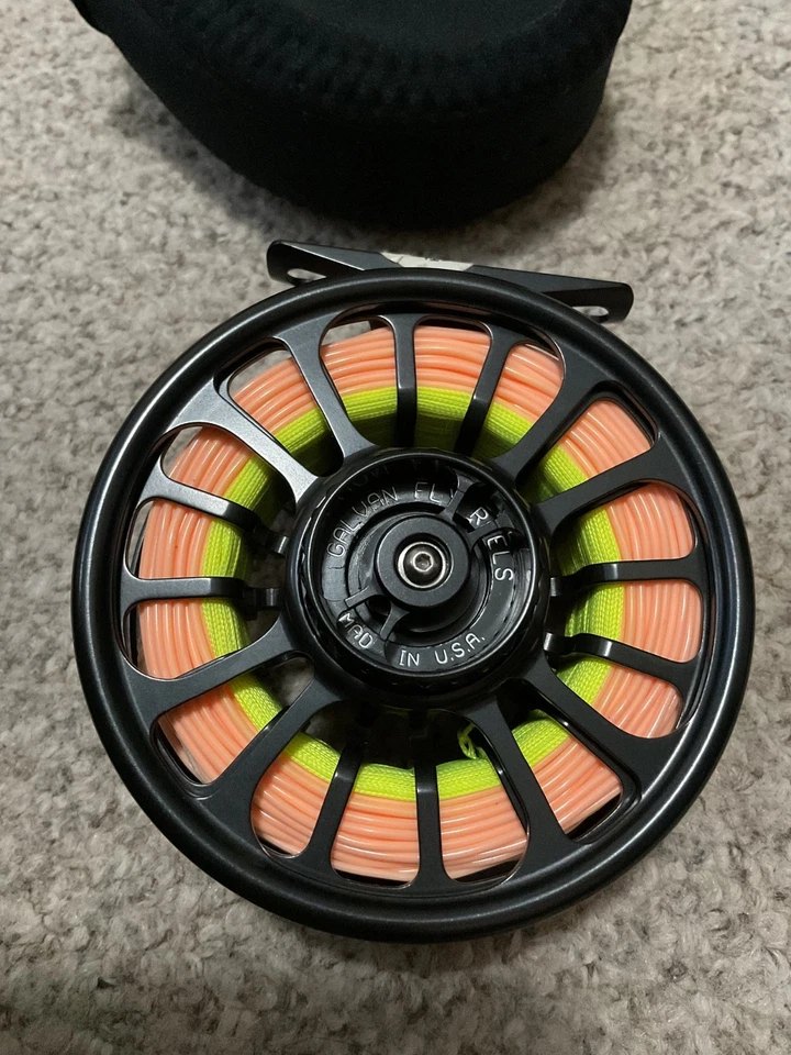 Bonito” Carrete de mosca GALVAN T-6 EE. UU./CORTLAND444-DT6F línea de mosca/estuche de neopreno ver fotos... Foto 2 de 4