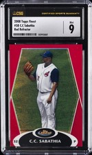 2008 TOPPS FINEST RED REFRACTOR #58 C.C SABATHIA CSG 9