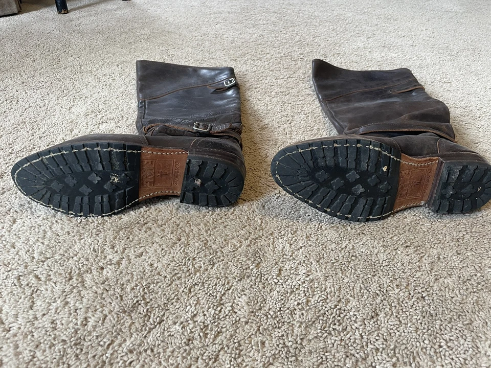 Frye Dorado высокий кожаный колена езды загрузки коричневый 8 B Western пряжки ботинки - Изображение 4 из 4