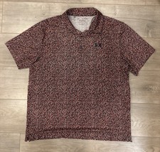 Under Armour Polo Shirt Men's XL Red Floral All Over Print Golf Playoff Logo