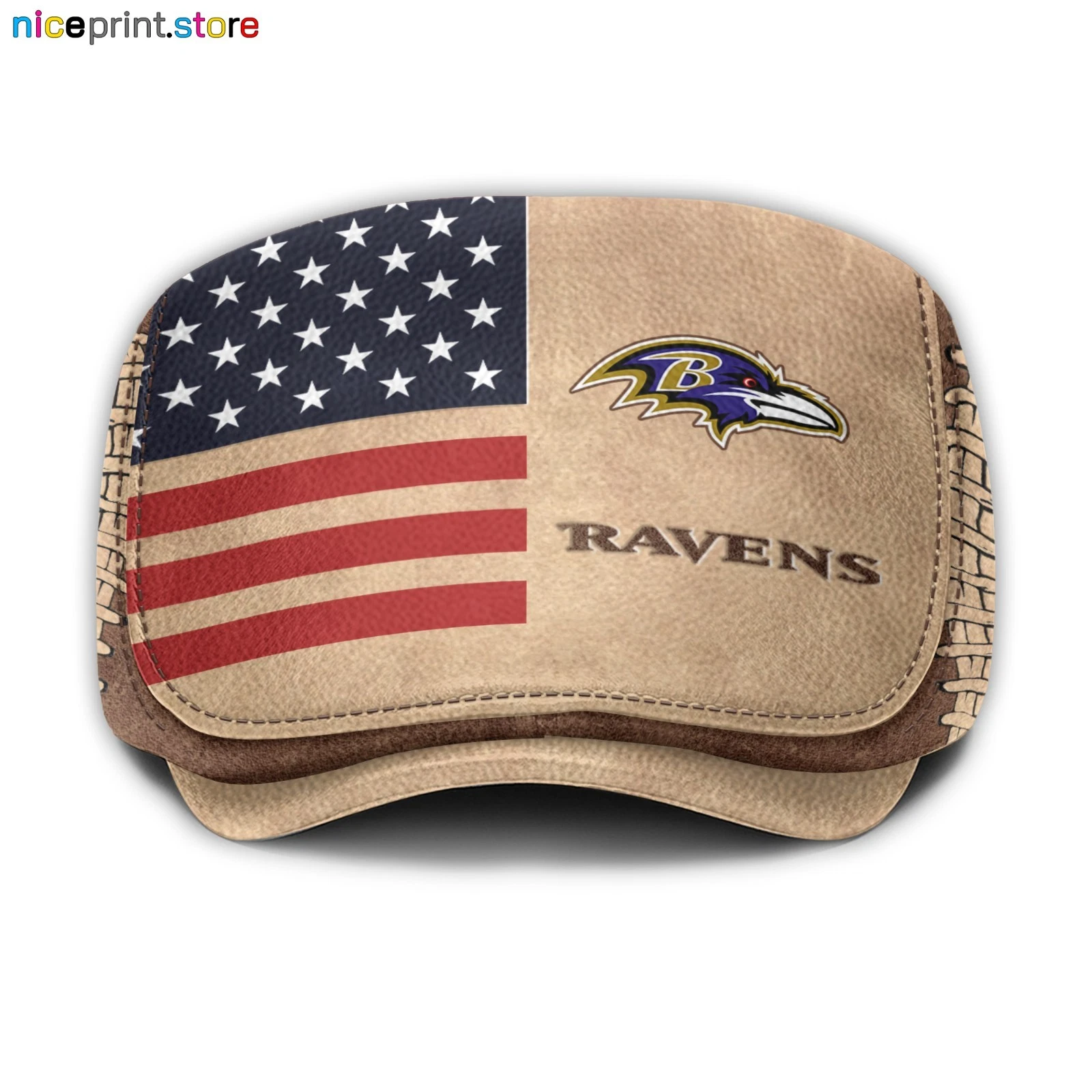 Leather Cap Baltimore Team Ravens Jeff Cap football Driver Cap Golf Cap football Flat Cap