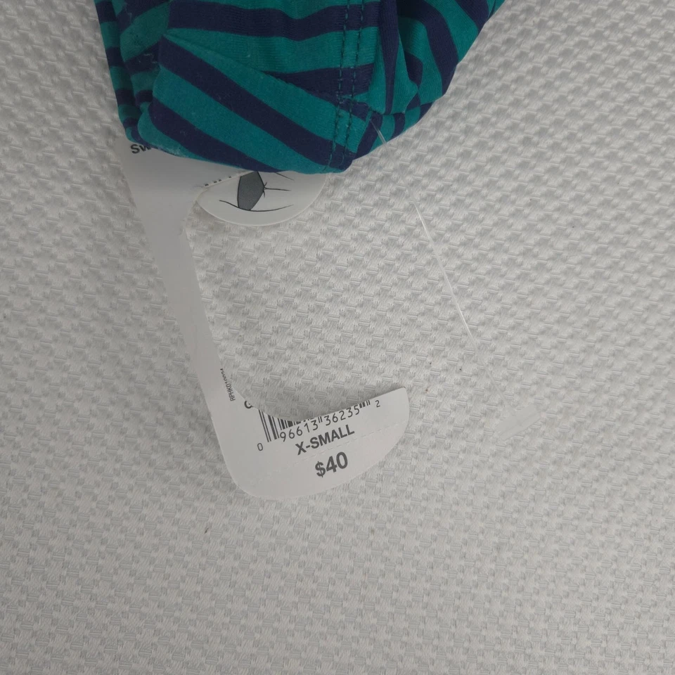Parte inferior de bikini a rayas verde azulado azul marino cobertura media XS traje de baño para mujer NUEVO Foto 4 de 4