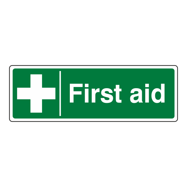 First Aid - 450x150mm - 1mm Rigid Plastic- CLEARANCE