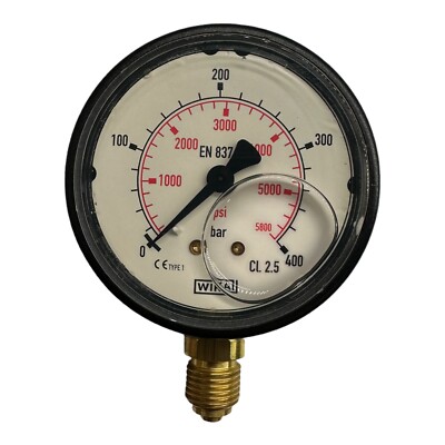 WIKA / RIEGLER Glyzerinmanometer bar/psi 63 mm, G1/4 senkrecht, 0-400bar 715-K