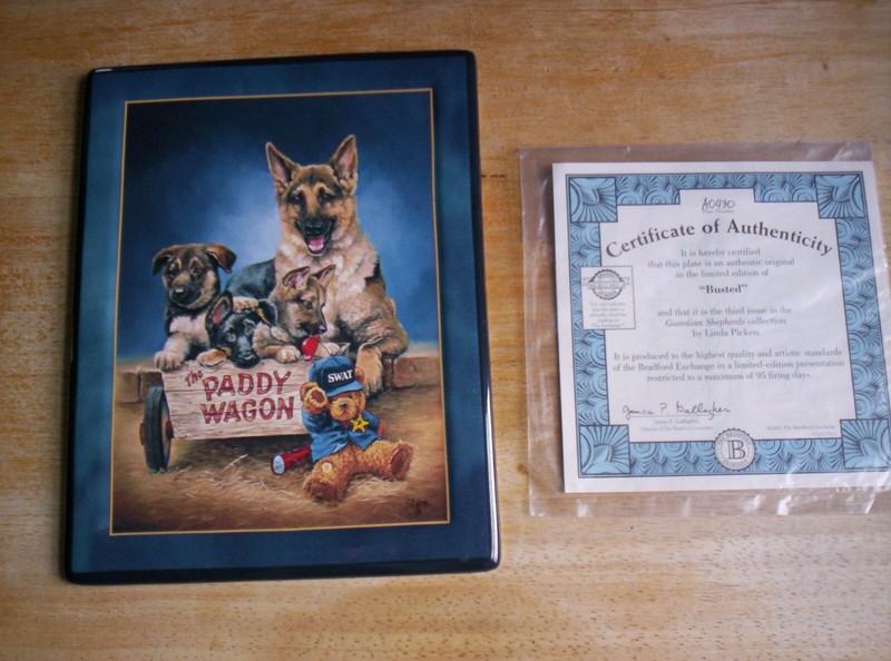 Bradford Exchange German Shepherd Plate BUSTED A0430 by Linda Picken