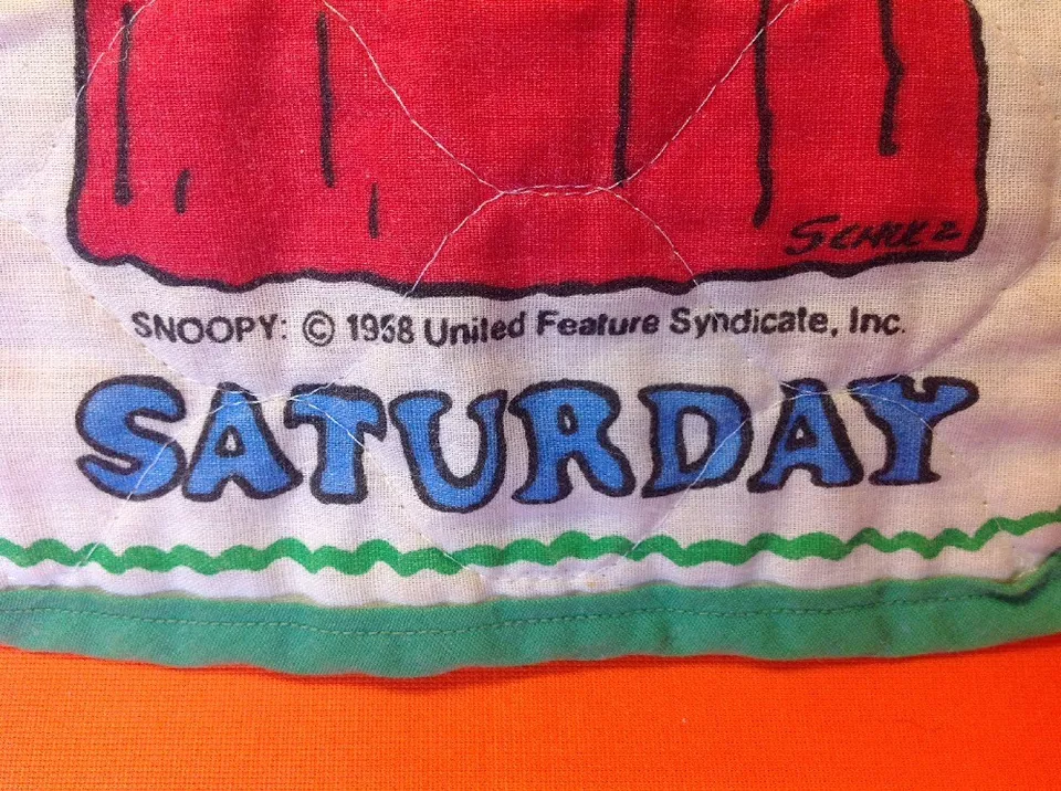 Babero bebé vintage Snoopy tela peanuts personajes 1958 Schulz Foto 4 de 4
