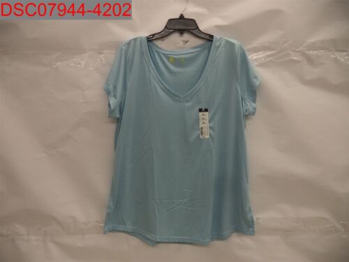 Xersion Women's Dakota Blue CD Short Sleeve V-Neck Tee, Size XXL 8400341020010