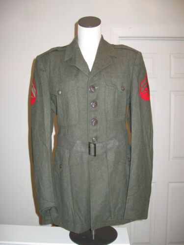 Marine Corps Green Wool Coat AND Tan Dress Shirt - 第 1/11 張圖片