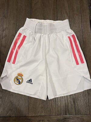 Mens Adidas Real Madrid Futbol Soccer Authentic Team Shorts Small New White  Pink