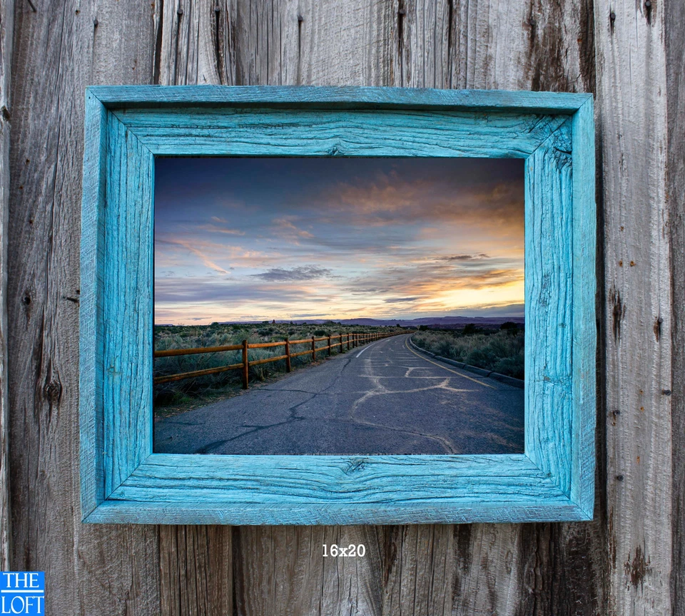 Vinatge Aqua (Todos los Tamaños)-El Loft Antiguo Hecho a Mano 3.75" Marco de Madera de Granero Foto 3 de 4