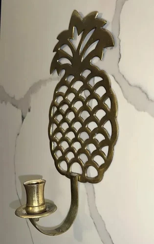 Solid Gold Brass Pineapple Wall Hanging Candle Holders Sconce 15"