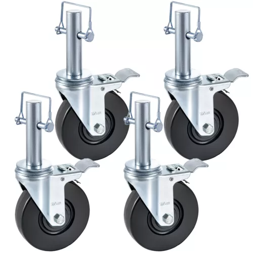 VEVOR 5" Scaffolding Rubber Swivel Caster w/ Dual Locking 280LB Capacity 4 Pack