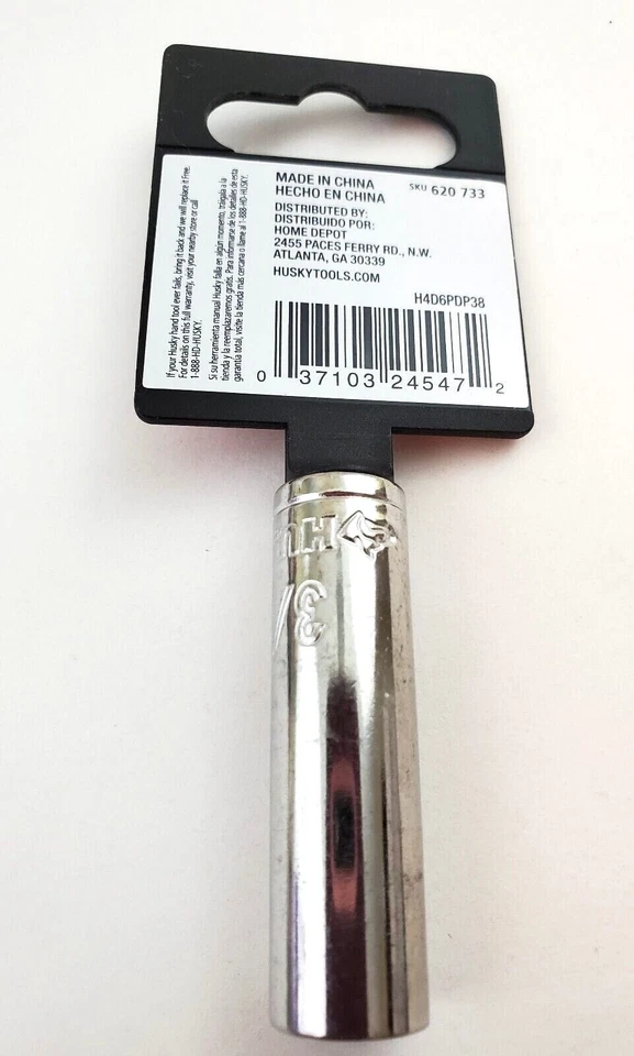 Husky 3/8" SAE Deep Socket 1/4" Drive 6 Point H4D6PDP38 - Image 3 of 4
