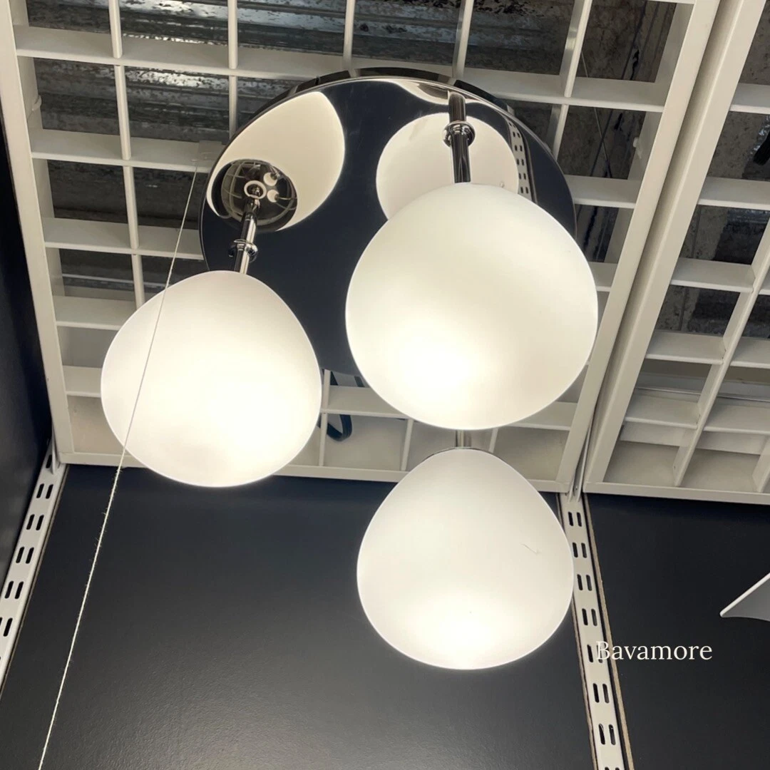 Ikea DEJSA Ceiling lamp with 3 lights chrome plated opal glass BRAND NEW