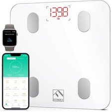 FITINDEX Smart Scale for Body Weight, FSA HSA Eligible 10.2"/260mm, White