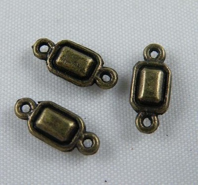380pcs Tibetan Silver/Bronze Color Rectangle Connectors 12x5x3mm 58