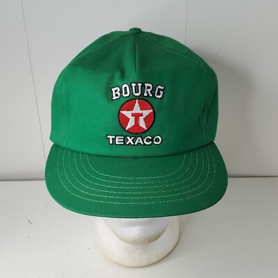 VTG Bourg Texaco Embroidered Logo Louisiana Snapback Hat Baseball Cap Green USA