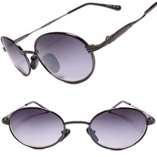 Mens Womens True Vintage Old School Hip 80s 90s Oval Sunglasses Gunmetal Frame