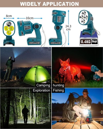 Schnurlose LED-Taschenlampe für Bosch 18V Akku 22W LED-Arbeitsleuchte w/USB Port - Bild 6 von 6