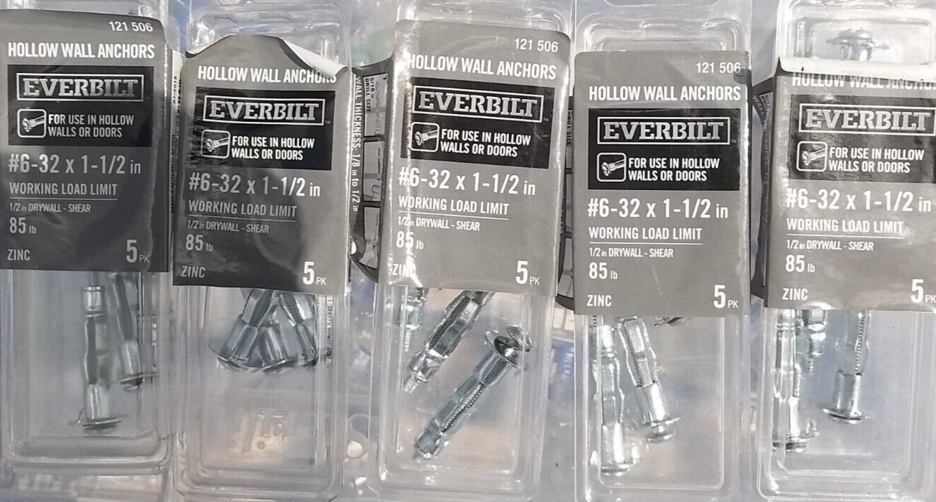 EVERBILT 632 x 11/2 in. ZincPlated Steel Hollow Wall Anchors 5 x 5