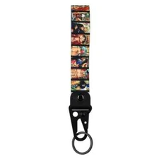 One Piece Anime Monkey D. Luffy Grid Lanyard Wrist Strap Hook Key Tag Keychain