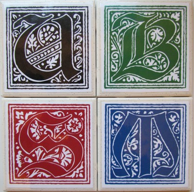 Tile Coaster Set - Initials - Set of 4 - (Buy Any 2 Sets - Get 1 Set Free) - A