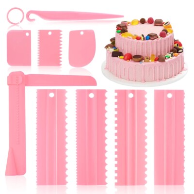 9 Stück rosa Kuchen Dekorationswerkzeuge verstellbar Silikon Backspatel Schaber 
