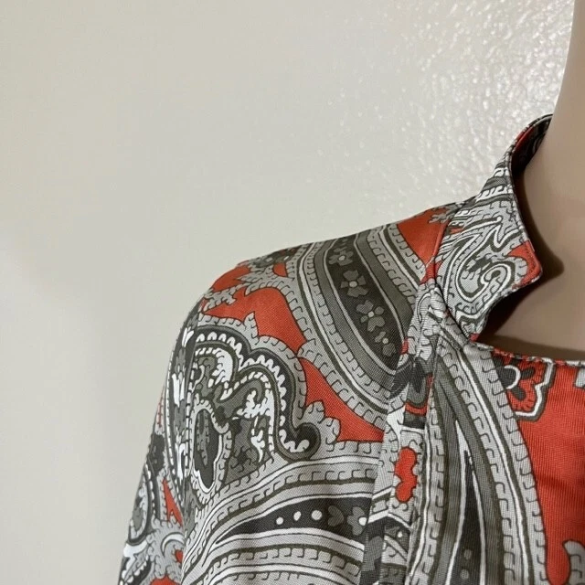 Blusa Top ETRO Milano Naranja Gris Cachemira Rayón Manga 3/4 Talla 42 Foto 2 de 4