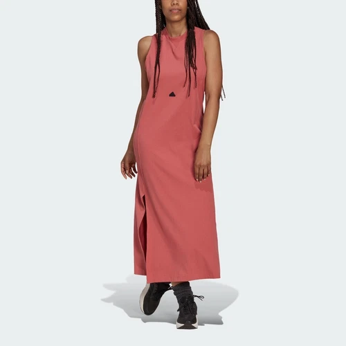NWT Adidas Women Rib Racerback Maxi Dress Modern Versatile Casual Fashion Pink