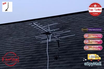 Outdoor Yagi HDTV Antenna 300 Mile for 4K Ultra HD & UHF VHF FM Broadcast