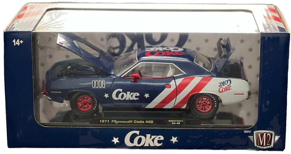 M2 MACHINES CHASE 1971 PLYMOUTH CUDA 440 1:24 COCA-COLA 1/750 - Image 2 of 3