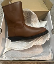 Scarpe stivali uomo Fin & Feather marrone pelle cognac foderati metà polpaccio taglia 8,5 D