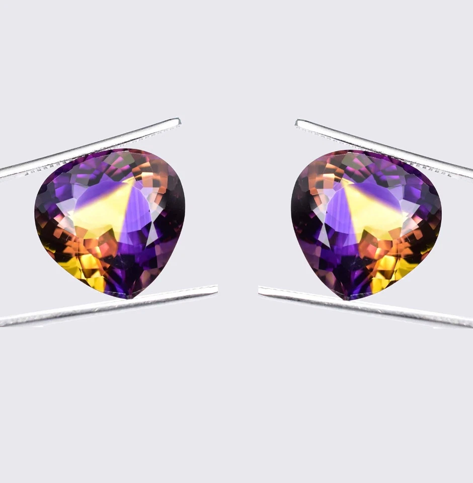 1 Pair 6 x 6 MM Natural Bi-Color Bolivia Ametrine Untreated Gemstone Certified - Image 3 of 4