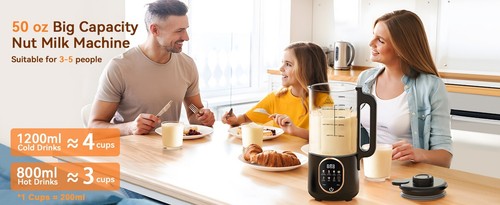 Máquina temporizador para hacer leche de nueces 10 en 1 50 oz almendra soja avena sin lácteos - Imagen 8 de 32