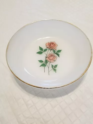 Vintage Anchor Hocking Fire King Anniversary Rose 6 1/2 Inch Bowl