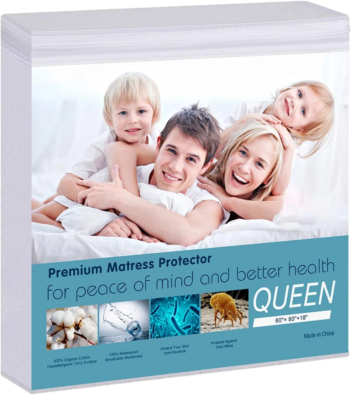 Waterproof Mattress Pad Protector 100% Organic Cotton Hypoallergenic Breathable