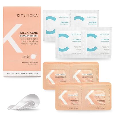 KILLA ACNE Extra Strength Pimple Patches 4 Count Microdart Acne Treatment 2hr