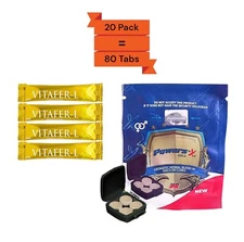 Powers'x Men's Vitality Support 20 Pack (80 Tabs) + 4 Vitafer Sachets 10 Ml.