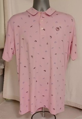 Puma Arnold Palmer CLOUDSPUN Dancing Umbrellas Golf Polo Men's Large Pink NEW