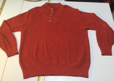 Vintage Eddie Bauer Red Heavy Knit 1/4 Button Sweater Large Tall Made In USA