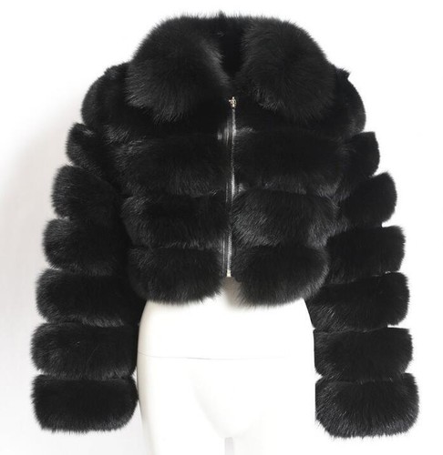 Women Luxury Fluffy Faux Fur Coat Short Cardigan Winter Warm Zip Outwear Jacket - Picture 4 of 16