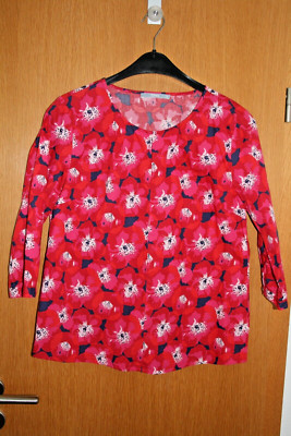 MAAS NATUR wunderschöne Bluse Gr. 40 Mohn Blumen rot Bio-BW 3/4 Arm neuwertig