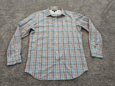 Banana Republic Button Up Shirt Mens Large Plaid Non-Iron Slim Fit Casual Office