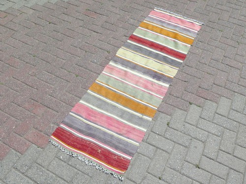 Hallway Kilim Rug Runner, Stairs Rugs, Boho Long Area Rug Carpet Runner 24"x77" - Bild 2 von 14