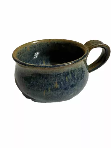 Handmade STUDIO ART Pottery SOUP MUG Bowls Blue/Brown Glazed