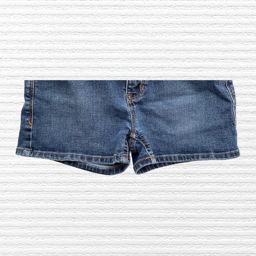 Gap Girls Shortie Shorts Medium Wash Blue Denim Adjustable Elastic Waist Size 12 - Picture 4 of 11