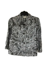 Kim Rogers Linen 3 button Blazer Lightweight 3/4 slv. Printed Sz M NWOT